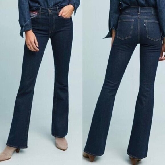 NWT Levis Made and Crafted Flared Denim Jeans Size 28 Dark Blue Wash - Picture 1 of 13